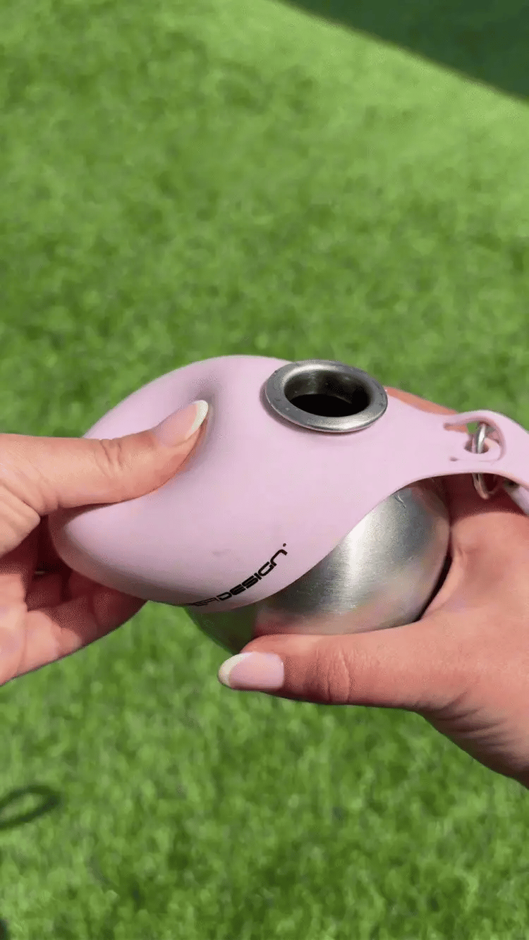 Dog drinking from OvaPet bottle bowl